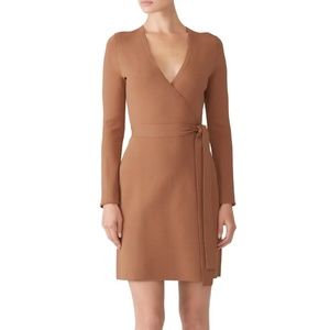 Diane Von Furstenberg tan/walnut colored wrap dress